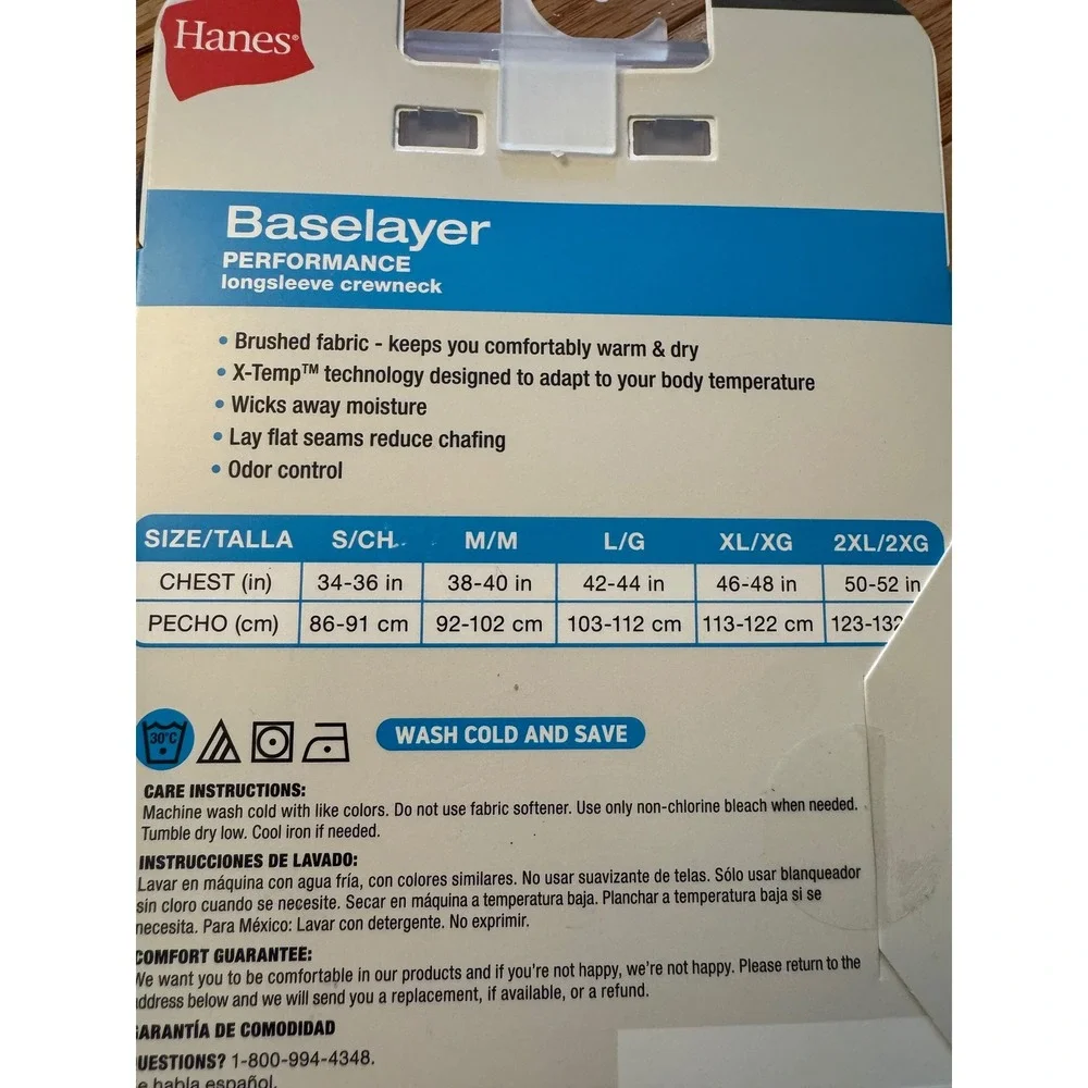 Hanes Premium Baselayer Performance Longsleeve Crewneck Gray/Blue Mens Small NWT
